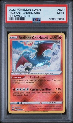 POKEMON RADIANT CHARIZARD 020/159 SWORD & SHIELD CROWN ZENITH 2023 PSA 9