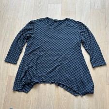 Y2K Tianello Popcorn Lagenlook Tunic XL Made in USA Blue Textured Top Vintage