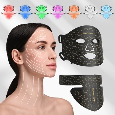 Therapy Mask Face Light LED Neck Skin Photon Rejuvenation Facial 7 Colors