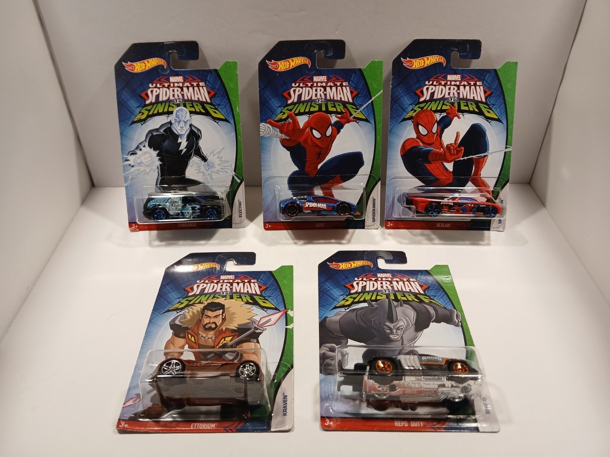 2015 Hot Wheels Marvel Ultimate Spider-Man Vs Sinister 6 Car Set