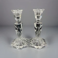 Vintage Set Of 2 Candle Holder Candlesticks Glass