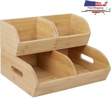 Stackable Bamboo Storage Bins Ventilated Containers Vegetables Fruits Snacks New
