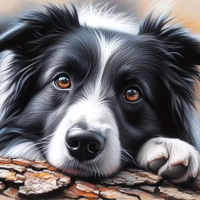 Border collie 5d diamond art kit 20x20cms