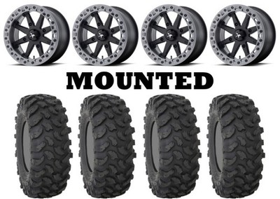 Kit 4 System 3 XTR370 Tires 35x10-18 on MSA M31 Lok2 Beadlock Black Wheels HP1K
