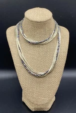NATIVE ARTISAN-Sterling SW Liquid Silver Iridescent Pearl Multi Strand Necklace
