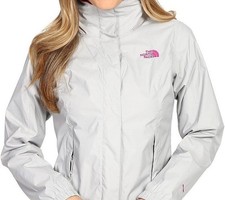 THE NORTH FACE Women's Resolve Jacket Dryvent High Rise Gray/Glo Pink Full Zip