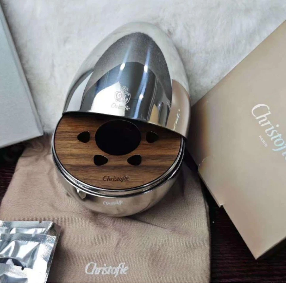 Juego de 6 cucharas de café Christofle Mood chapadas en plata con estuche para huevos Foto 2 de 4