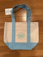Trader Joe's, Limited Edition Mini Pastel Canvas Tote Bag Light Blue