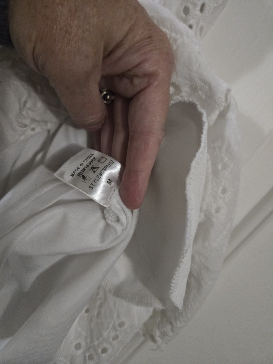 Womens SPLA Sundress Sz Medium White Eyelet Spaghetti Strap Cotton Summer Dress View 5