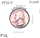 1939 PHILADELPHIA SILVER WASHINGTON QUARTER IN FINE CONDITION