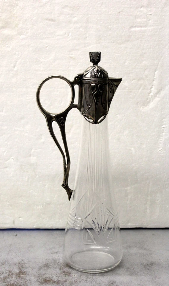 Garrafa de licor Art Nouveau Jugendstil WMF, placa de prata e vidro, alemã c.1905 - Imagem 3 de 4