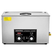 CREWORKS 30L Ultrasonic Cleaner Machine w 600W Heater Timer Degas Gentle Modes
