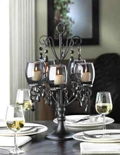 Midnight Elegance Candelabra Dining Room dark glass Table Centerpiece 18" Tall
