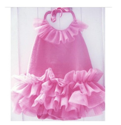 Baby Girl Infant Sleeveless Halter Neck Pink frill ruffle tutu Bodysuit SZ 0/1/2