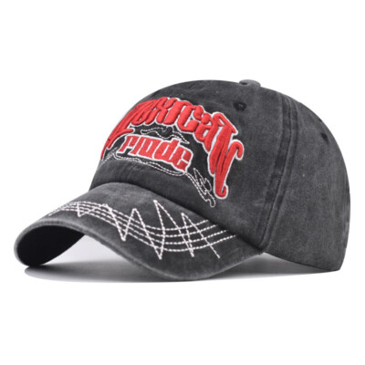 Ladies Washed Cotton Embroidered Baseball Cap Mens