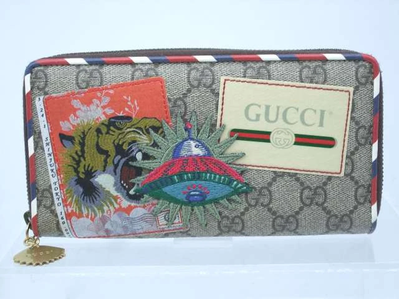 Gucci 473909 496334 Gg Supreme Courier Long Portefeuille Tigre et Ovni