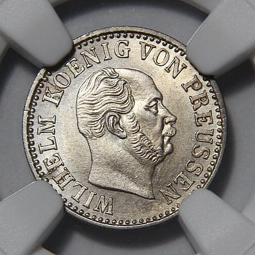 1869 A Prussia Germany Half 1/2 Silber Groschen NGC MS63 Very Original Flashy!