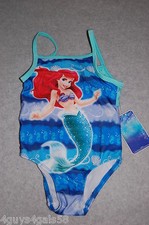 Toddler Girls Swimsuit LITTLE MERMAID ARIEL Semi Open Back RUFFLED Disney 24 MO