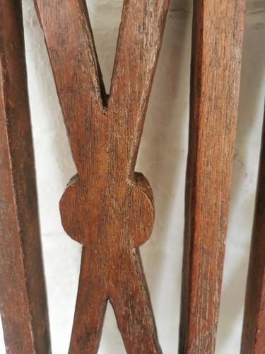 Par de paneles cruzados antiguos de roble tallado a mano con respaldo de silla 16,5" Hx4,25" W rústico - Imagen 11 de 21