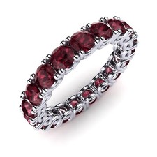 Garnet Brilliant-Cut Round 4.00mm Eternity Band Ring With Rhodium Plated