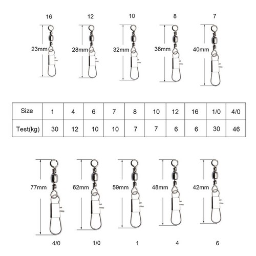 Goture 100pcs/lot Barrel Swivels Interlock Snaps Lure Connector Fishing Tackle - Picture 2 of 5