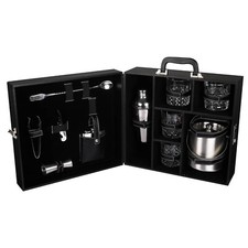 Kit de viaje de maletín portátil de cuero sintético para accesorios de bar mini bar regalo