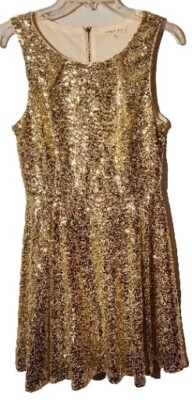 Copper Key Womens Size Med Gold Sequin Dress Flirty Knee Length Sleeveless | eBay Copper Key Womens Size Med Gold Sequin Dress Flirty Knee Length Sleeveless | eBay