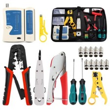 Network Tool Kit Professional Coax Crimper Tool Kit Coaxial Compression Strippin