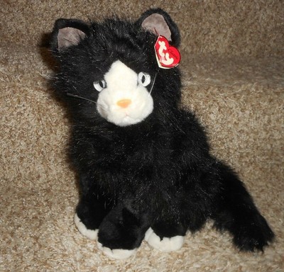 black and white cat stuffed animal
