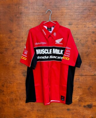 #ad #ad TROY LEE DESIGNS TLD HONDA RACING TEAM MOTO BUTTON SHIRT SIZE XL ADULT $59.99