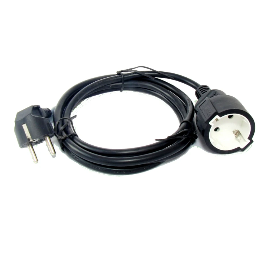 MARKENLOS Verlängerungskabel schwarz Stromkabel 3x 1,50 mm² 2, 5, 10 Meter Winkelstecker