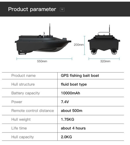 GPS Fixed Speed Cruise RC Fishing Bait Boat 10000mAh 2KG Carrying Hook & Net D16 - Picture 16 of 23