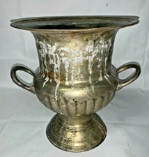 Vintage Leonard Brass Cauldron Planter Champagne Pot w/ Handles Decor