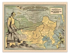 MONGOLIA AND MANCHUKUO Vintage Pictorial Map 1936 -Unframed- Print