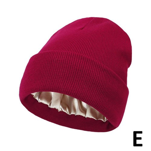 Satin Lined Beanie Unisex Wool Knit Hats Winter Warm Beanie Silk Lined Hats W2V5 - Foto 17 di 22