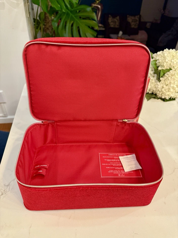 Estuche de Maquillaje Cosméticos Terciopelo Rojo Estee Lauder con Caja Cosméticos NO Incluido Foto 4 de 4
