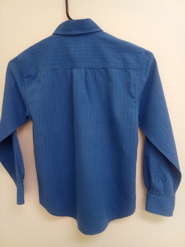 BTS Cinch Shirt Blue-Green Button Front and Collar Long Sleeves Boy Small- 6-8 - Picture 2 of 4