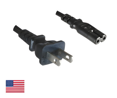 DINIC Netzkabel für Amerika USA Typ A auf C7, 2-pol, 1,80m, schwarz