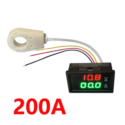 Voltmetro corrente Hall 200A 0,2A doppio display digitale DC 5V-100V DC 0-300V ± NUOVO - Foto 4 di 14