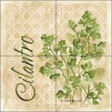 Ceramic Kitchen Tile Backsplash Herbs Cilantro by Sara Mullen SM087