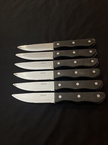 Oster Jumbo Steak Knife Set Of 6 Stainless Steel 4.5 in. Blade Black Handles