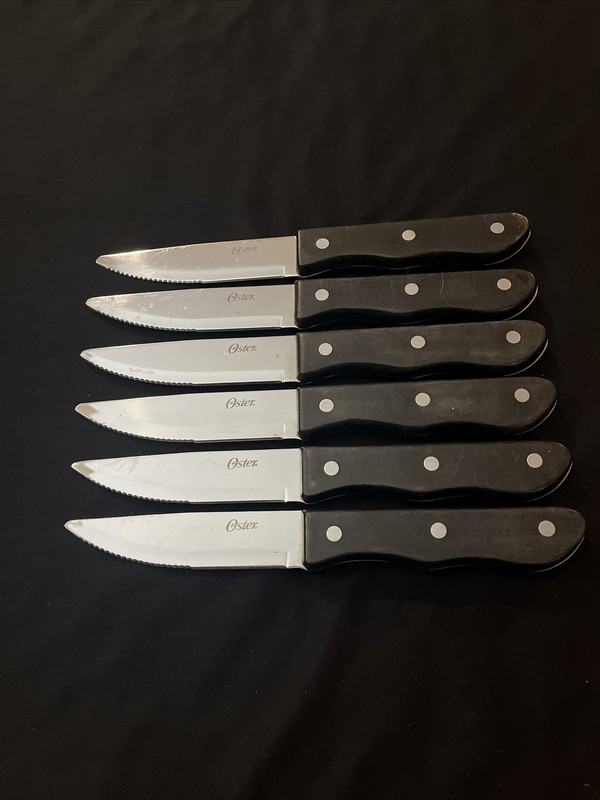 Oster Jumbo Steak Knife Set Of 6 Stainless Steel 4.5 in. Blade Black Handles