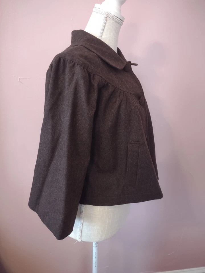 NWT / NOS Vintage  Apostrophe Brown Wool Silk Blend Swing Jacket Women's Medium - Image 3 of 4