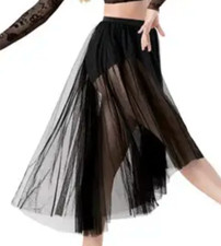 BALERA Tulle Maxi Skirt S8376 BLACK High-Low Lyrical Brief-Lined LC L CHILD