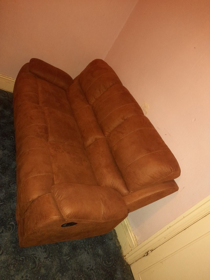 Harveys Westchester 3 Seater Manual Recliner Sofa Brown Suede eBay