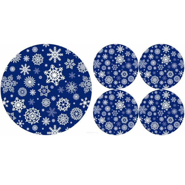 Filz Tisch Untersetzer Glasuntersetzer Rund Tischuntersetzer Snow Set 5Stk-image