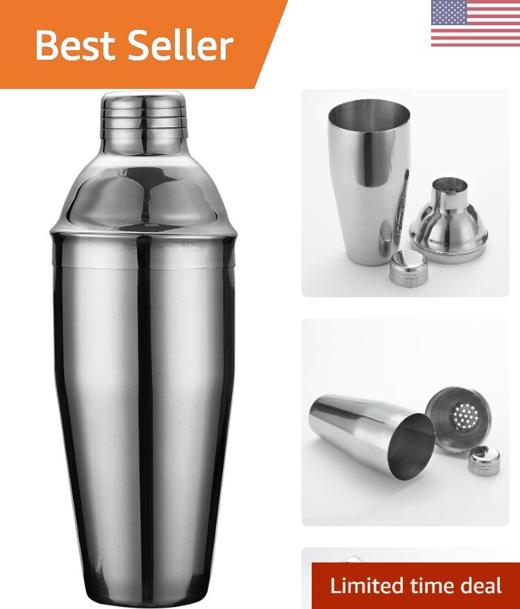 Professional Grade Stainless Steel Cocktail Shaker 25oz Capacity, No