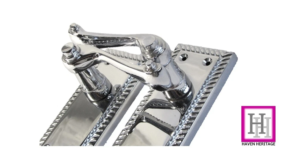 Door Handles Chrome Stylish Georgian Roped Edge Lever Latch Handles 1 - 10 Pairs - Image 3 of 4