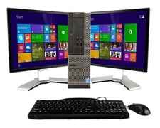 hp or Dell Desktop PC Computer Dual Core 4GB RAM DUAL 19" LCDs WiFi Win 10 PRO