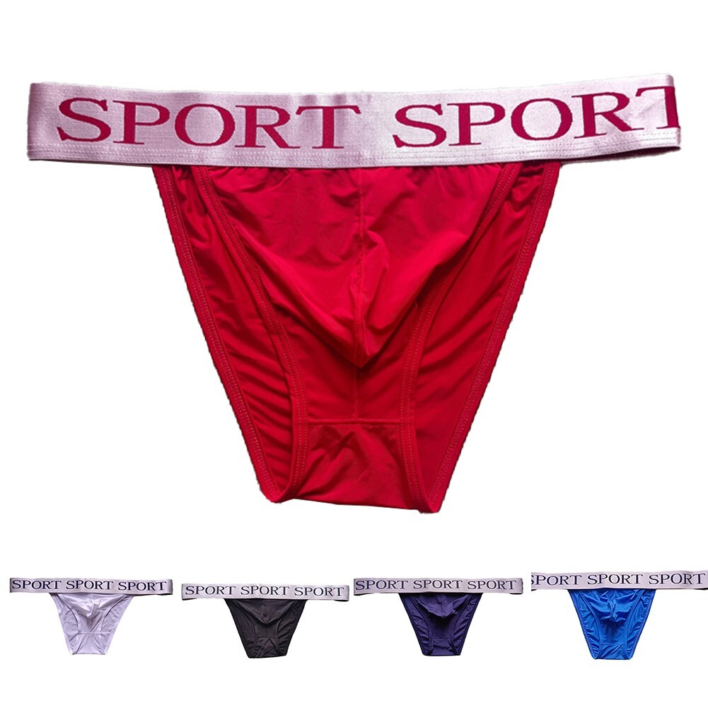 Men Triangle Ice Silk Underwear Sexy Underwear Thong Triangle Ice Silk Bikini